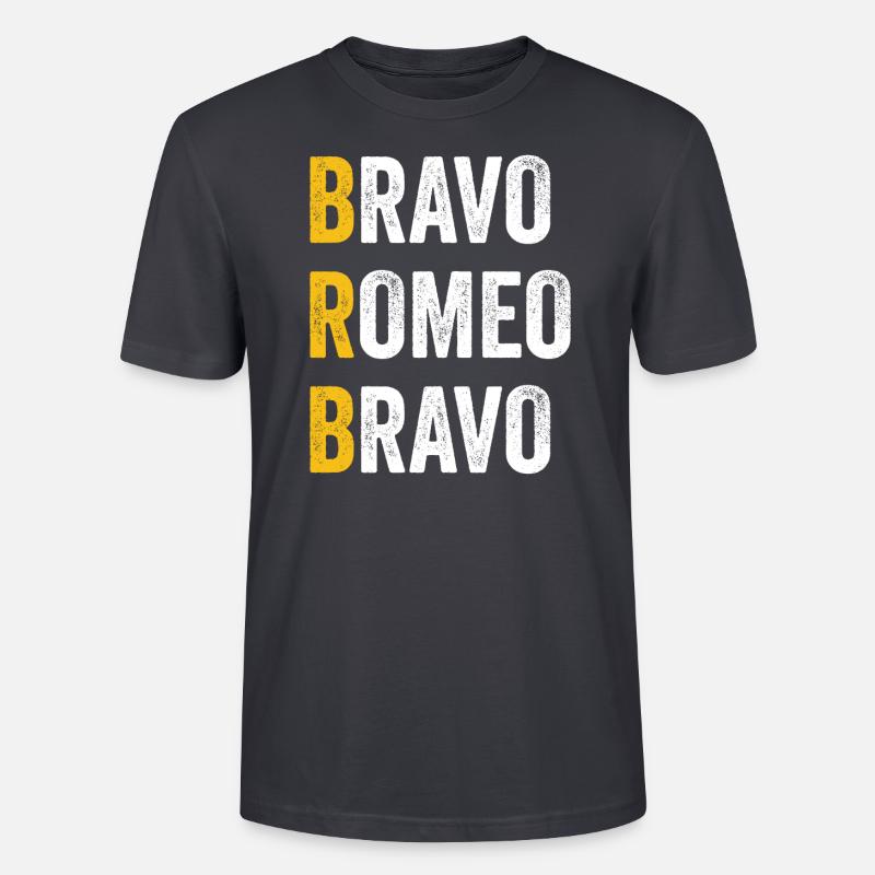 Computer-Chat Bravo Romeo Bravo - BRB - Stanley/Stella Unisex Bio-T-Shirt CRAFTER - Dunkles Graublau
