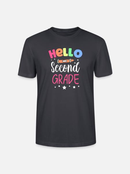 Teacher Hello 2nd Grade - Stanley/Stella Unisex Bio-T-Shirt CRAFTER - Dunkles Graublau