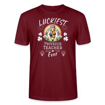 Le plus chanceux professeur de physique de l’école de sciences - T-shirt bio CRAFTER Stanley Stella Unisexe - bordeaux - Devant - Alina (178cm) & Michal (187cm)