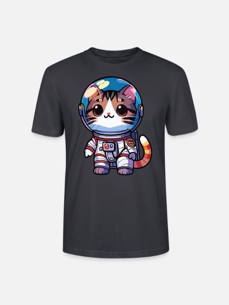 Astronautenkatze - Stanley/Stella Unisex Bio-T-Shirt CRAFTER - Dunkles Graublau
