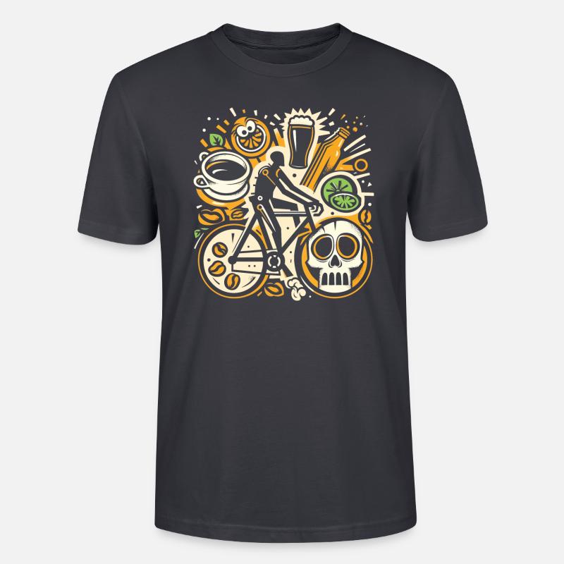 Radfahren, Bier & Kaffee - Perfekte Geschenkidee - Stanley/Stella Unisex Bio-T-Shirt CRAFTER - Dunkles Graublau