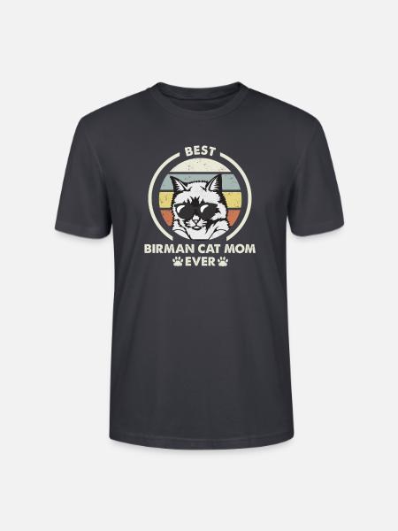 Katzenmama - Birman Katze - Stanley/Stella Unisex Bio-T-Shirt CRAFTER - Dunkles Graublau