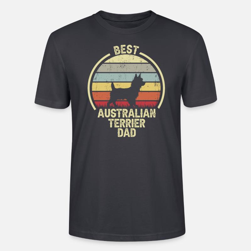 Bester Hund Dad - Australischer Terrier - Stanley/Stella Unisex Bio-T-Shirt CRAFTER - Dunkles Graublau