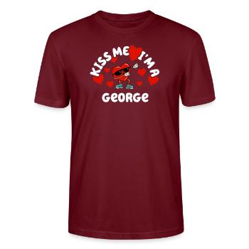 Kiss Me - Nom de la Saint-Valentin Dabbing Heart George - T-shirt bio CRAFTER Stanley Stella Unisexe - bordeaux - Devant - Alina (178cm) & Michal (187cm)