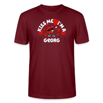 Kiss Me - Nom de la Saint-Valentin Dabbing Heart Georg - T-shirt bio CRAFTER Stanley Stella Unisexe - bordeaux - Devant - Alina (178cm) & Michal (187cm)
