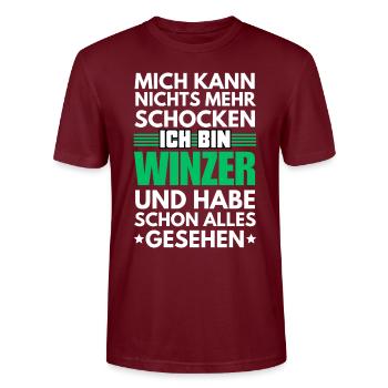 Non-shockable winemaker - Stanley/Stella CRAFTER Unisex Organic T-Shirt - burgundy - Front - Alina (178cm) & Michal (187cm)