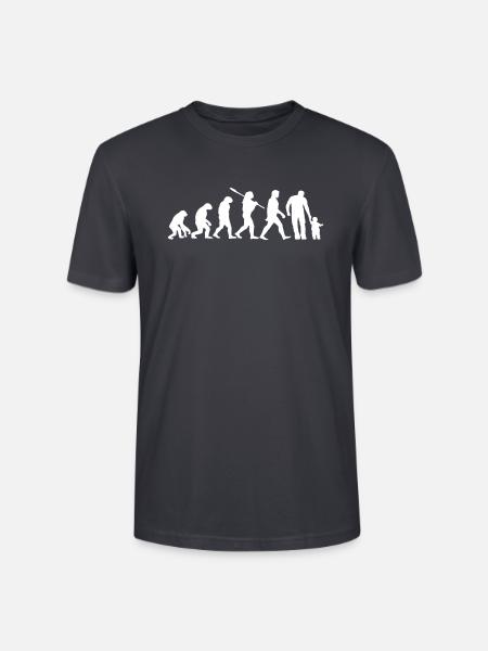 Vater Evolution Sohn Tochter Kind | Geschenkidee - Stanley/Stella Unisex Bio-T-Shirt CRAFTER - Dunkles Graublau