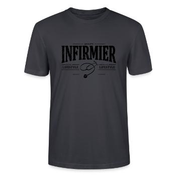 Infirmier - T-shirt bio CRAFTER Stanley Stella Unisexe - bleu gris foncé - Devant - Alina (178cm) & Michal (187cm)
