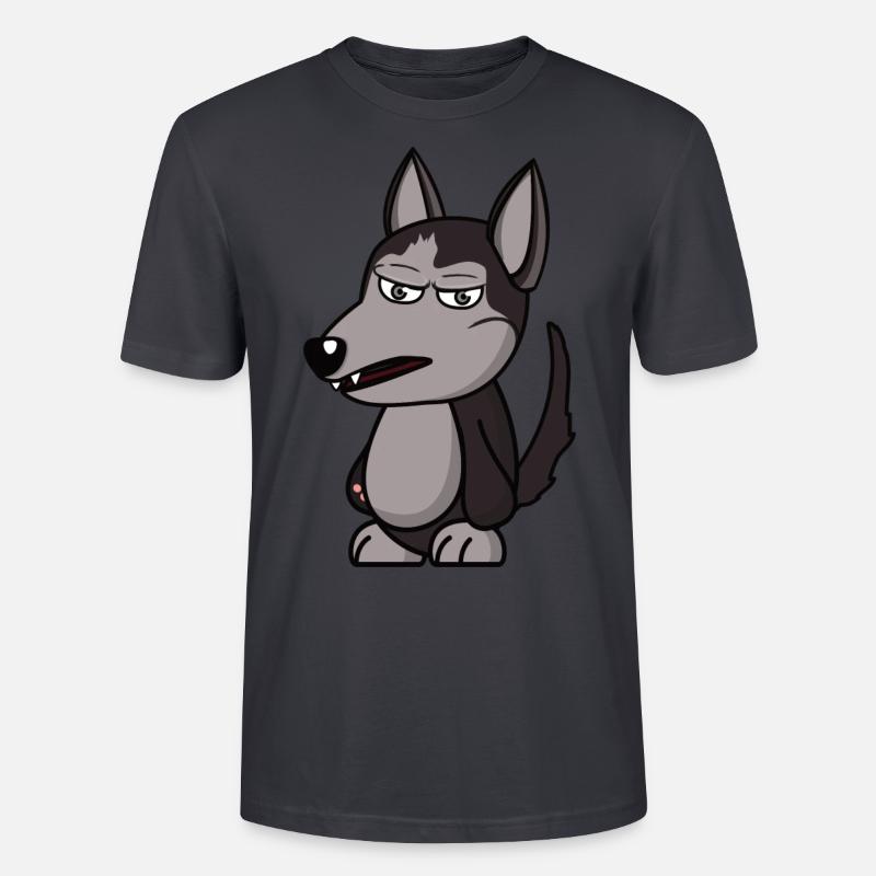 wütender Wolf angry grumpy Geschenk - Stanley/Stella Unisex Bio-T-Shirt CRAFTER - Dunkles Graublau
