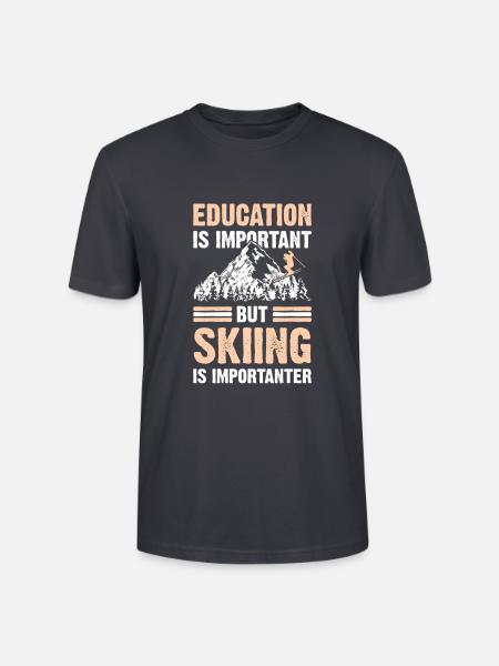 Skiing Ski Education - Stanley/Stella Unisex Bio-T-Shirt CRAFTER - Dunkles Graublau