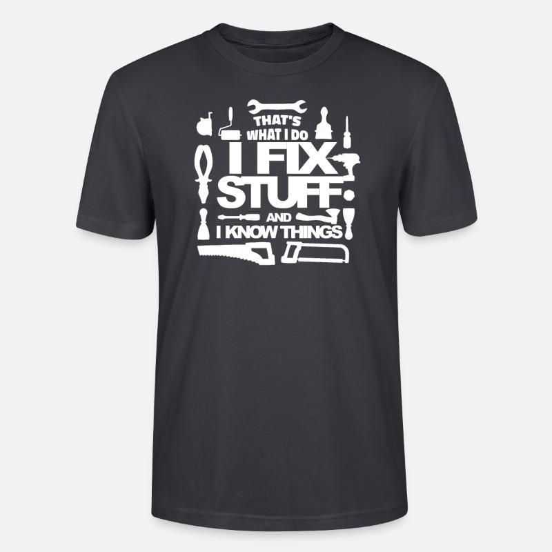 Handwerker Heimwerker Spruch Geschenk - Stanley/Stella Unisex Bio-T-Shirt CRAFTER - Dunkles Graublau