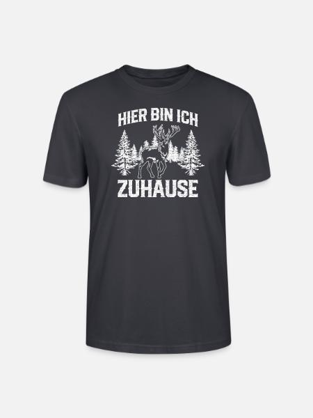 Hier bin ich Zuhause - Jäger - Stanley/Stella Unisex Bio-T-Shirt CRAFTER - Dunkles Graublau