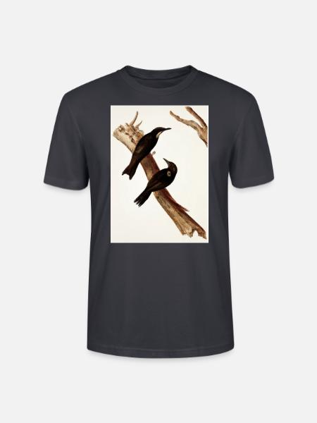 Vögel auf einem Zweig - Stanley/Stella Unisex Bio-T-Shirt CRAFTER - Dunkles Graublau