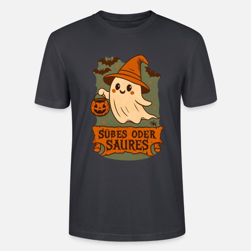 Süßes oder Saures - Gespenst - Stanley/Stella Unisex Bio-T-Shirt CRAFTER - Dunkles Graublau