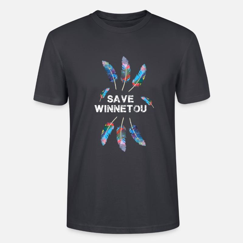 save winnetou,winnetou,federn,illustration - Stanley/Stella Unisex Bio-T-Shirt CRAFTER - Dunkles Graublau