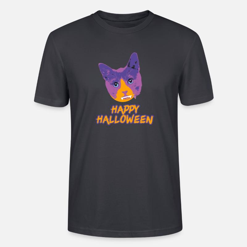 Joyeux Halloween,pop art,chat,vampire chat,vampire - T-shirt bio CRAFTER Stanley Stella Unisexe - bleu gris foncé