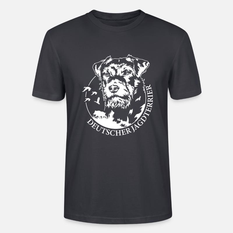Deutscher Jagdterrier Jagdhunde Hunde Wilsigns - Stanley/Stella Unisex Bio-T-Shirt CRAFTER - Dunkles Graublau