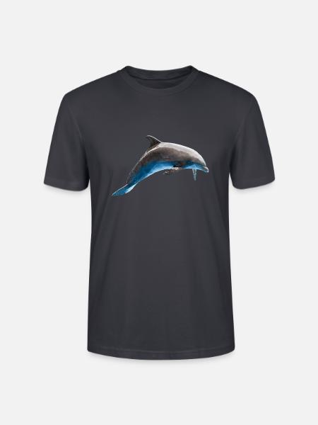 Delphin springend, Fisch, Natürlich - Stanley/Stella Unisex Bio-T-Shirt CRAFTER - Dunkles Graublau