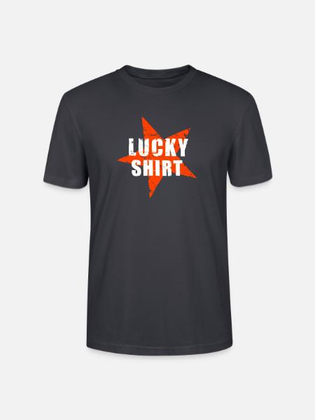 LUCKY SHIRT - GlücksTshirt - used look - Stern - Stanley/Stella Unisex Bio-T-Shirt CRAFTER - Dunkles Graublau