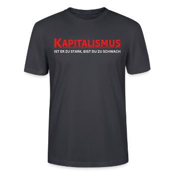 Kapitalisten T-Shirt Aktien Immobilien Unternehmer - Stanley/Stella Unisex Bio-T-Shirt CRAFTER - Dunkles Graublau - Vorne - Alina (178cm) & Michal (187cm)