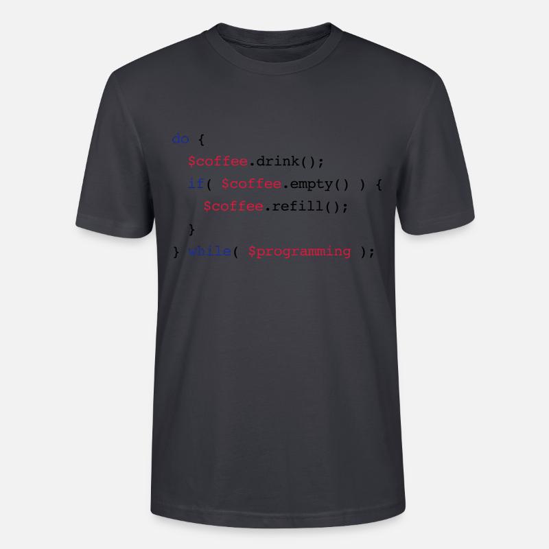Code Coffee Refill Programming v2 - Stanley/Stella Unisex Bio-T-Shirt CRAFTER - Dunkles Graublau