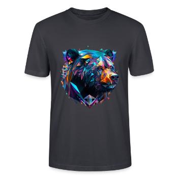 Geometrische Fauna, wilder Bär, geo wild - Stanley/Stella Unisex Bio-T-Shirt CRAFTER - Dunkles Graublau - Vorne - Alina (178cm) & Michal (187cm)