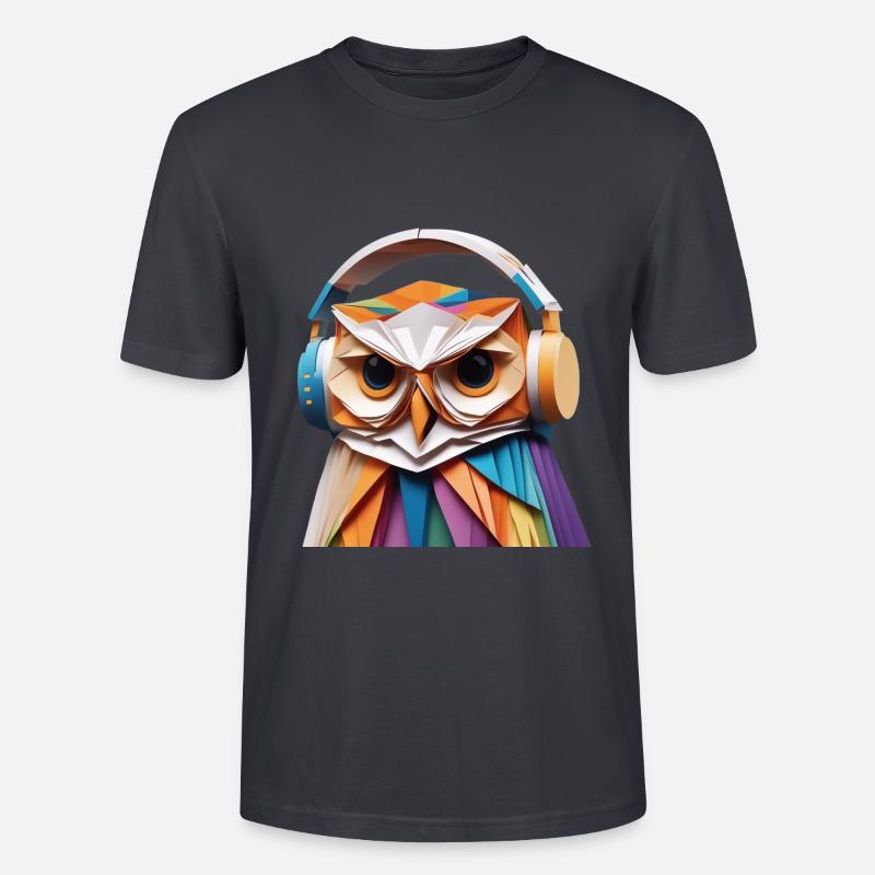 Coole Eule mit Kopfhörer - Stanley/Stella Unisex Bio-T-Shirt CRAFTER - Dunkles Graublau