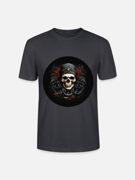 Dekorativer Schädel mit Schlangen - Stanley/Stella Unisex Bio-T-Shirt CRAFTER - Dunkles Graublau