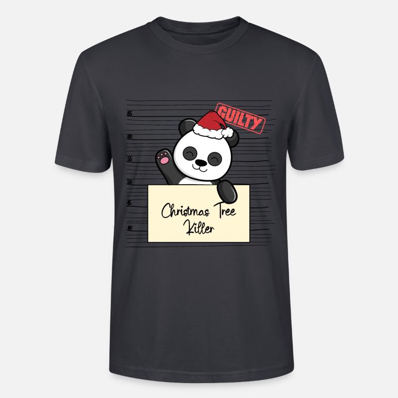 Weihnachtsbaum Umschubser Panda - Stanley/Stella Unisex Bio-T-Shirt CRAFTER - Dunkles Graublau