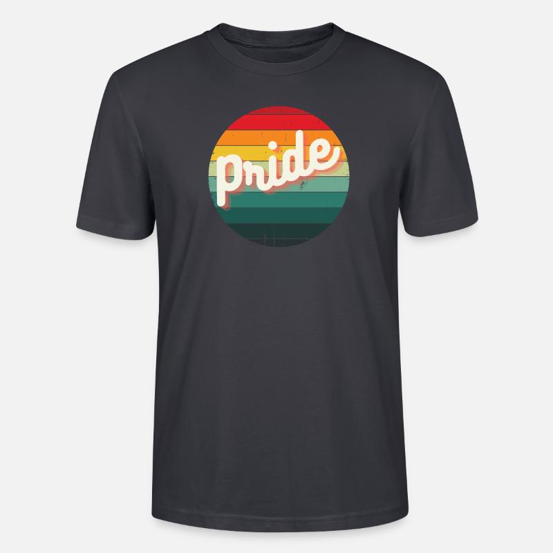 Regenbogen Vintage Sunset Pride Design - Pride - Stanley/Stella Unisex Bio-T-Shirt CRAFTER - Dunkles Graublau