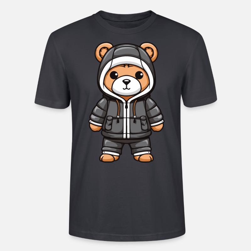 Bär Winter Comic Niedlich - Stanley/Stella Unisex Bio-T-Shirt CRAFTER - Dunkles Graublau