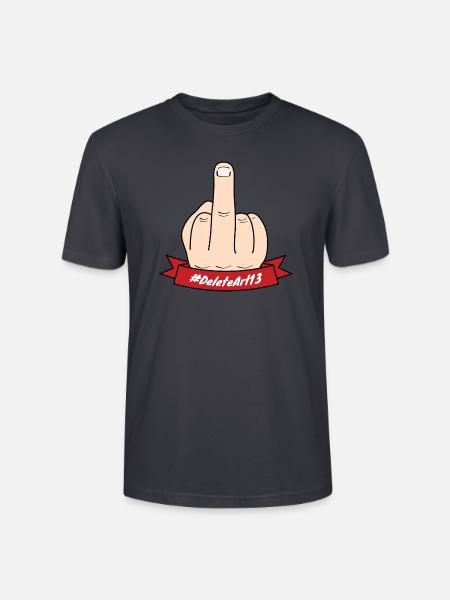 Delete Article 13 - Mittelfinger - #Art13 - Stanley/Stella Unisex Bio-T-Shirt CRAFTER - Dunkles Graublau