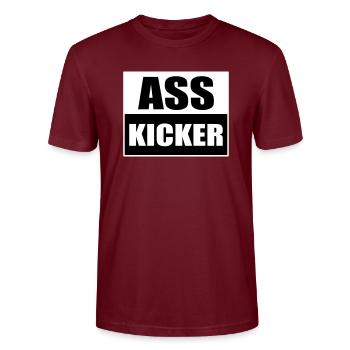 Arsch Kicker Lustiger Spruch Ass Kicker - Stanley/Stella Unisex Bio-T-Shirt CRAFTER - Burgunderrot - Vorne - Alina (178cm) & Michal (187cm)