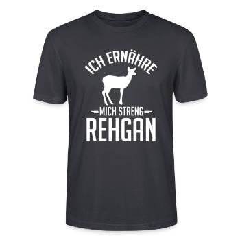 Ich ernähre mich streng rehgan - Stanley/Stella Unisex Bio-T-Shirt CRAFTER - Dunkles Graublau - Vorne - Alina (178cm) & Michal (187cm)