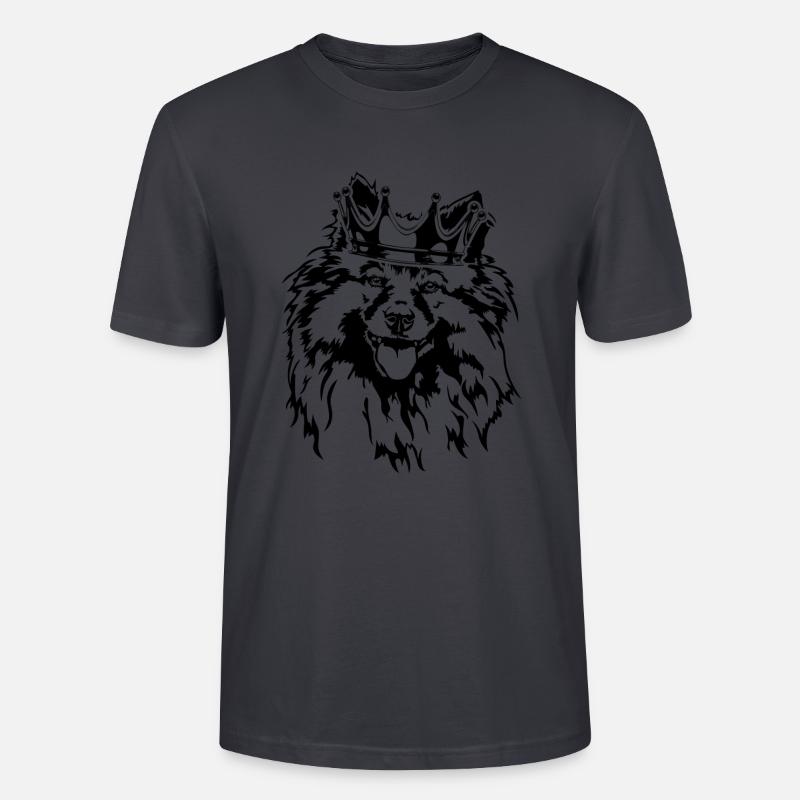 Wolfsspitz Krone Hunde Hund Wilsigns - Stanley/Stella Unisex Bio-T-Shirt CRAFTER - Dunkles Graublau