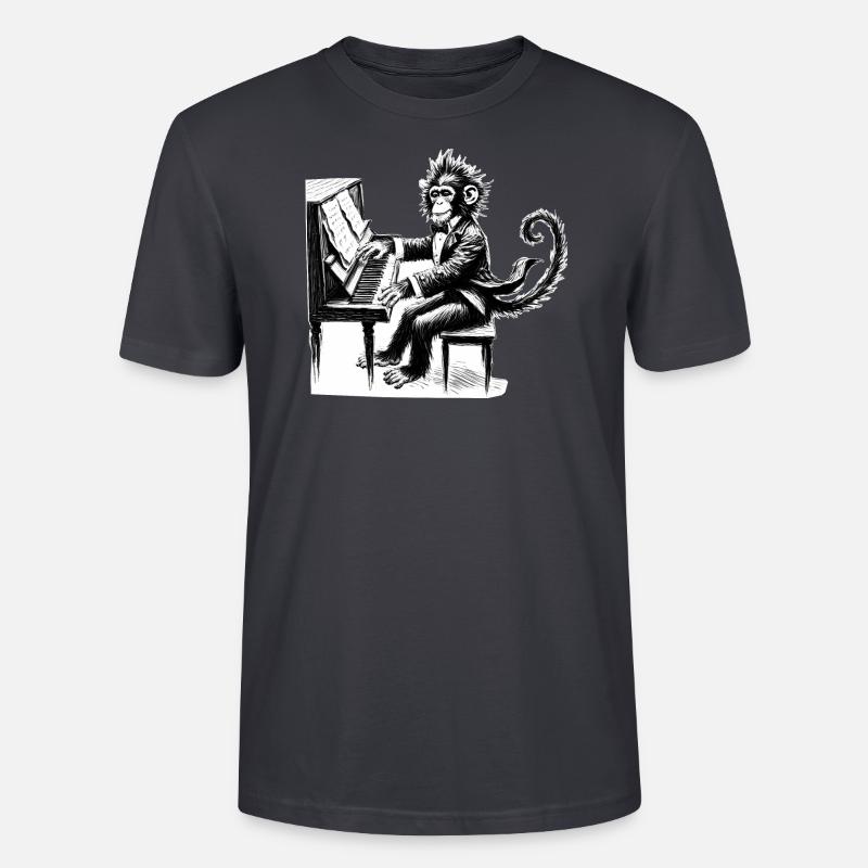 Pianospielender Affe - Stanley/Stella Unisex Bio-T-Shirt CRAFTER - Dunkles Graublau