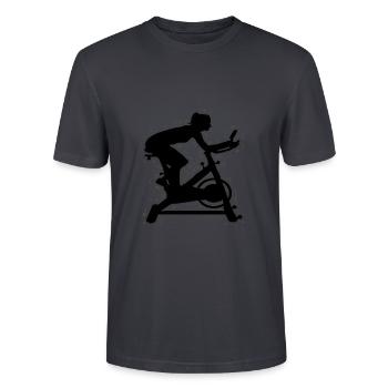 INDOOR CYCLING FITNESS KURS WORKOUT SPIN SPORT GYM - Stanley/Stella Unisex Bio-T-Shirt CRAFTER - Dunkles Graublau - Vorne - Alina (178cm) & Michal (187cm)