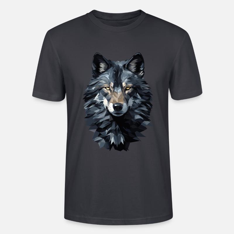 Wolf im Polygon Style - Stanley/Stella Unisex Bio-T-Shirt CRAFTER - Dunkles Graublau