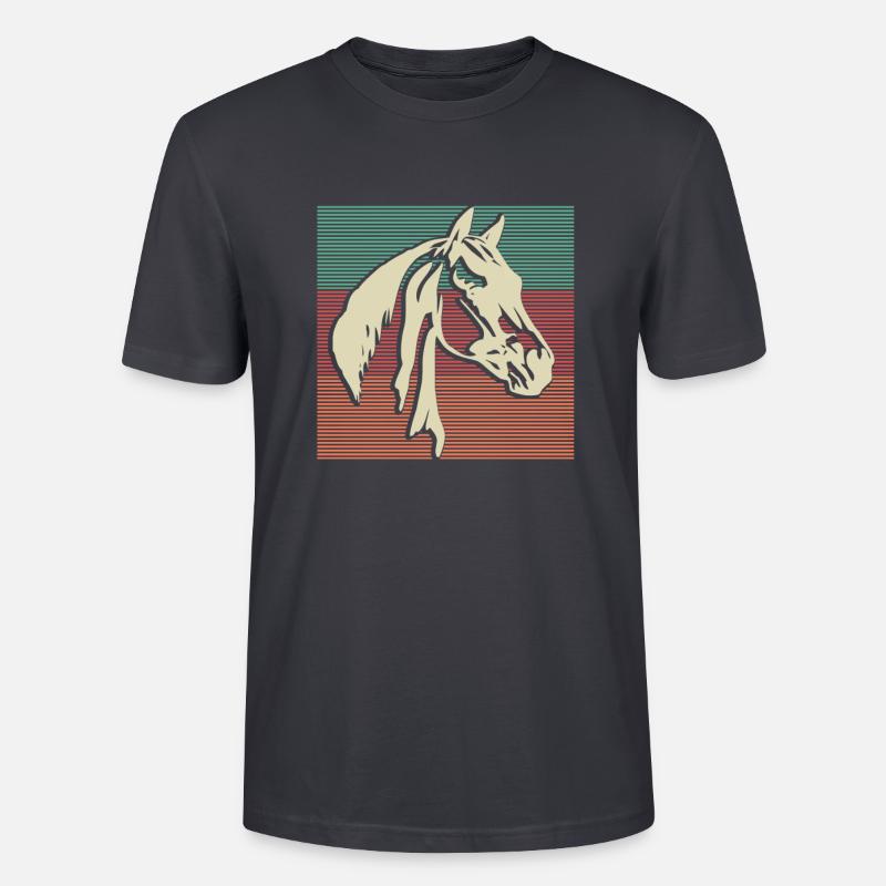 Pferd Haflinger Retro Geschenk - Stanley/Stella Unisex Bio-T-Shirt CRAFTER - Dunkles Graublau