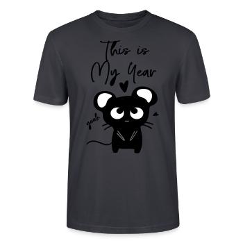 Rat c'est mon année - T-shirt bio CRAFTER Stanley Stella Unisexe - bleu gris foncé - Devant - Alina (178cm) & Michal (187cm)