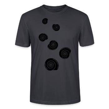 Muschel schnecke - Stanley/Stella Unisex Bio-T-Shirt CRAFTER - Dunkles Graublau - Vorne - Alina (178cm) & Michal (187cm)