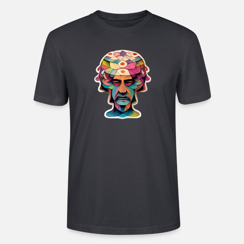 Psychedelic Head - Stanley/Stella Unisex Bio-T-Shirt CRAFTER - Dunkles Graublau