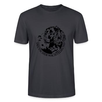 Deutscher Wachtelhund Portrait Jagdhunde Wilsigns - Stanley/Stella Unisex Bio-T-Shirt CRAFTER - Dunkles Graublau - Vorne - Alina (178cm) & Michal (187cm)