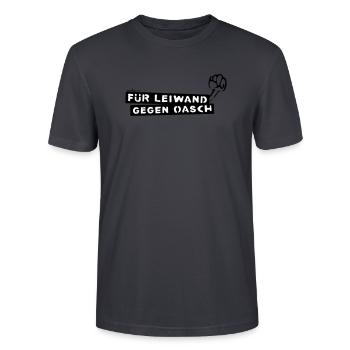 Für Leiwand gegen Oasch - Stanley/Stella Unisex Bio-T-Shirt CRAFTER - Dunkles Graublau - Vorne - Alina (178cm) & Michal (187cm)