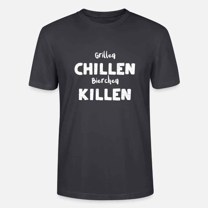 Grillen Chillen Bierchen Killen - Stanley/Stella Unisex Bio-T-Shirt CRAFTER - Dunkles Graublau
