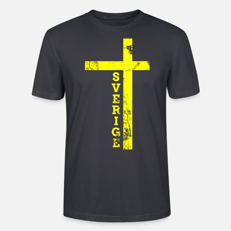 Drapeau Suède Sverige drapeau - T-shirt bio CRAFTER Stanley Stella Unisexe - bleu gris foncé