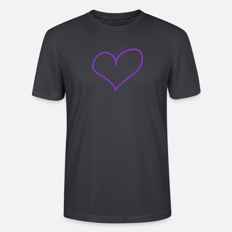Lila Herz Geschenkidee Geschenk Idee - Stanley/Stella Unisex Bio-T-Shirt CRAFTER - Dunkles Graublau