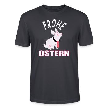 Frohe Ostern Osterhase Hase Karotten Geschenkidee - Stanley/Stella Unisex Bio-T-Shirt CRAFTER - Dunkles Graublau - Vorne - Alina (178cm) & Michal (187cm)