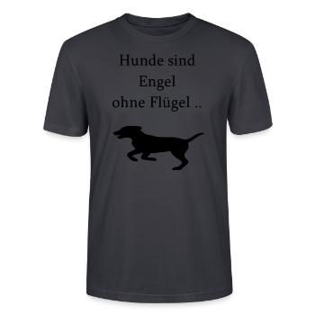 Hunde Spruch - Stanley/Stella Unisex Bio-T-Shirt CRAFTER - Dunkles Graublau - Vorne - Alina (178cm) & Michal (187cm)