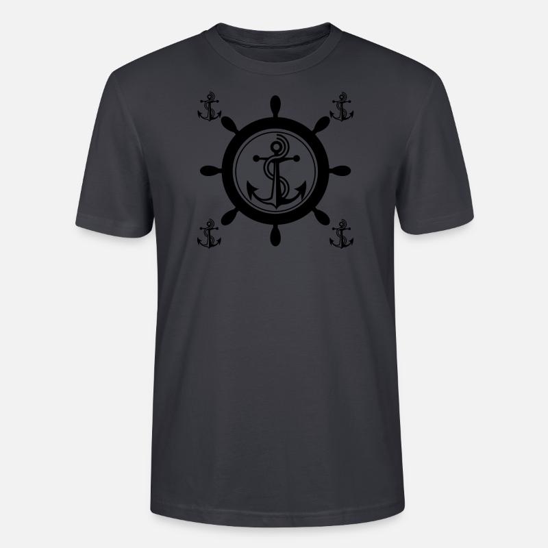 schiffsruder mit anker,anker schiffsruder - Stanley/Stella Unisex Bio-T-Shirt CRAFTER - Dunkles Graublau